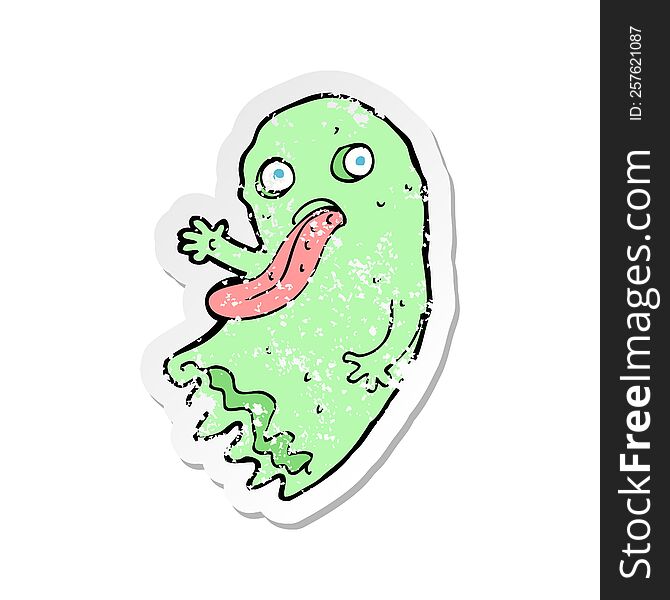 Retro Distressed Sticker Of A Gross Cartoon Ghost