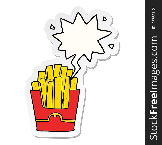 Cartoon Junk Food Fries And Speech Bubble Sticker