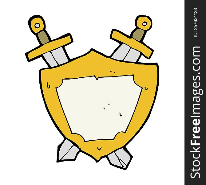 cartoon shield and swords