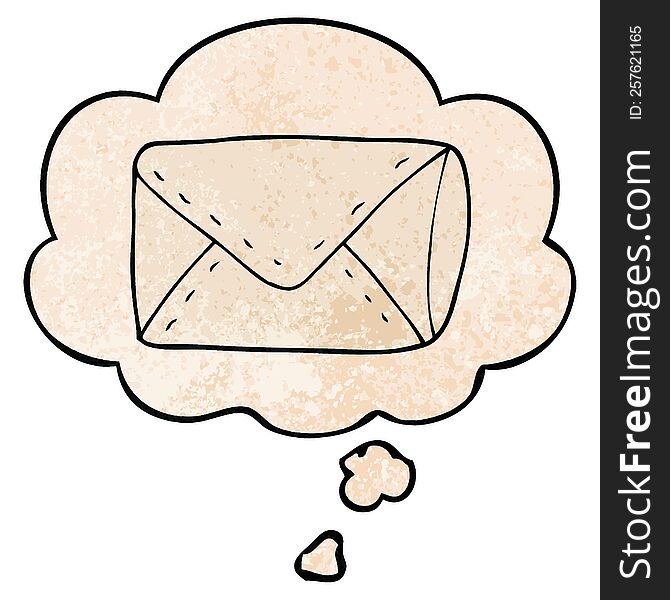 Cartoon Envelope And Thought Bubble In Grunge Texture Pattern Style