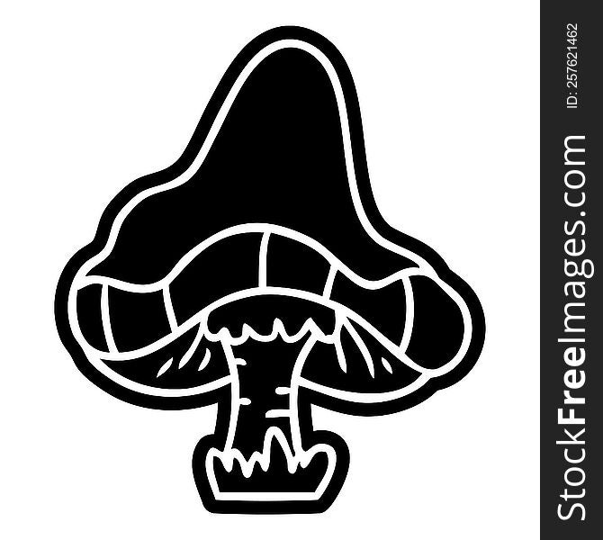 cartoon icon drawing of a single mushroom