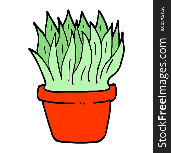 Hand Drawn Doodle Style Cartoon House Plant