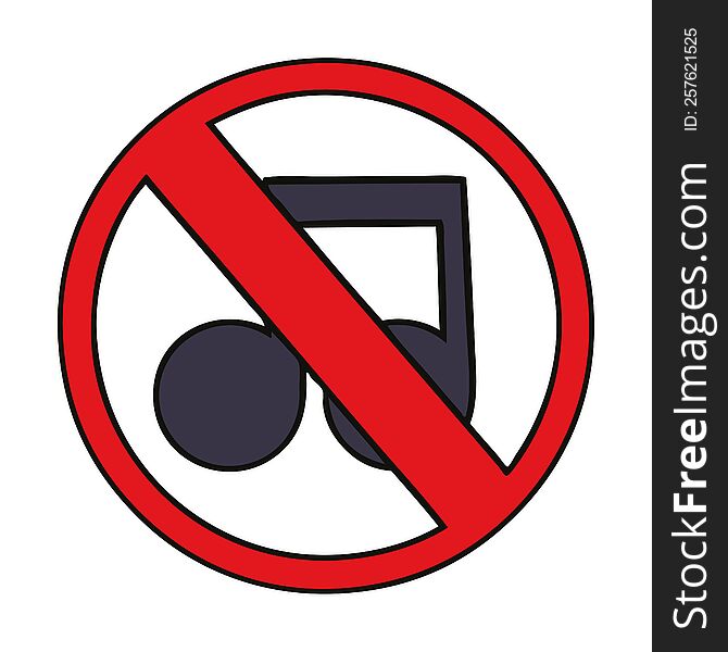 cute cartoon of a no music sign. cute cartoon of a no music sign
