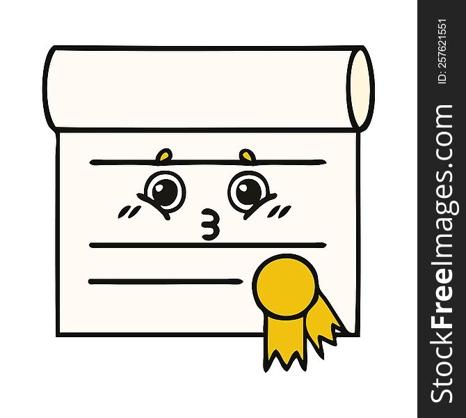 cute cartoon of a certificate. cute cartoon of a certificate