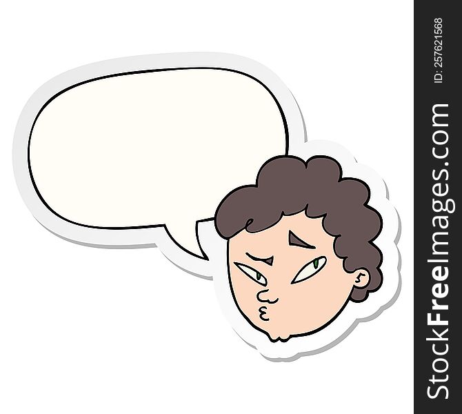 Cartoon Suspicious Man And Speech Bubble Sticker