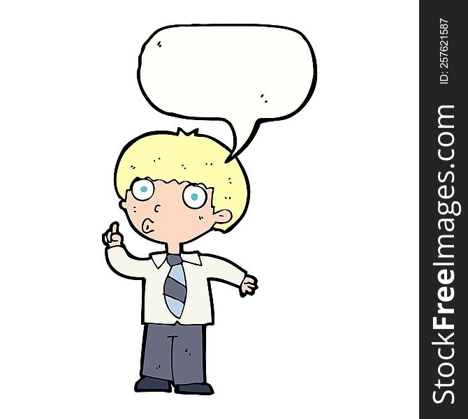 cartoon school boy with question with speech bubble