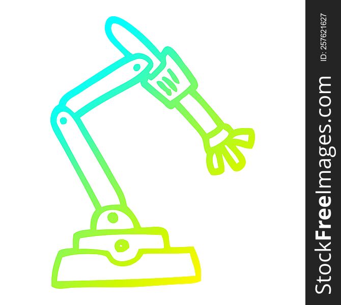 Cold Gradient Line Drawing Cartoon Robot Hand