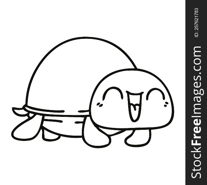 Quirky Line Drawing Cartoon Turtle