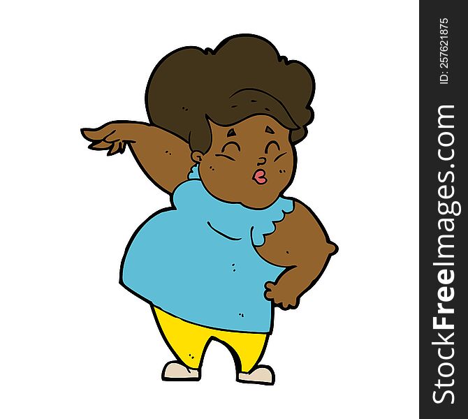 Cartoon Happy Overweight Lady