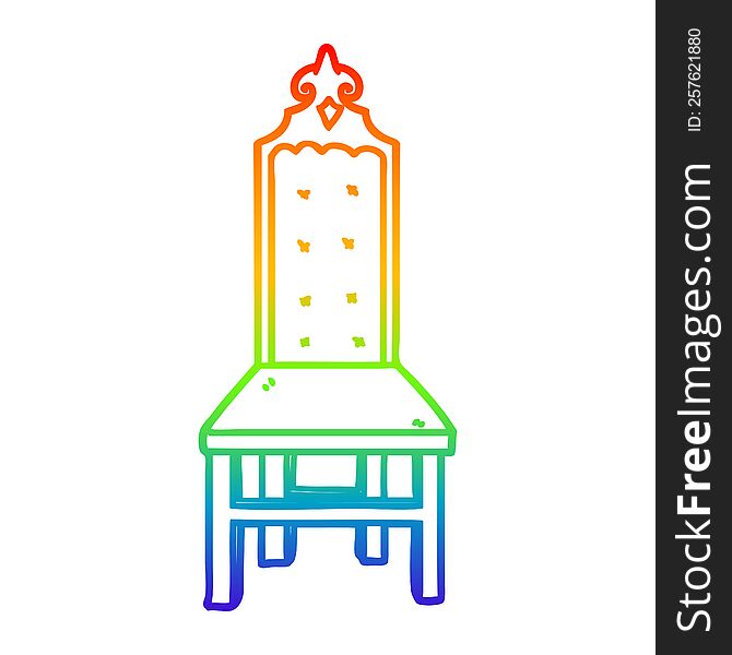 rainbow gradient line drawing of a fancy cartoon chair