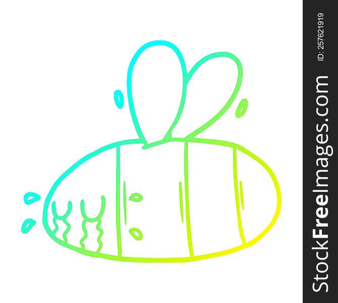 Cold Gradient Line Drawing Cartoon Crying Bee