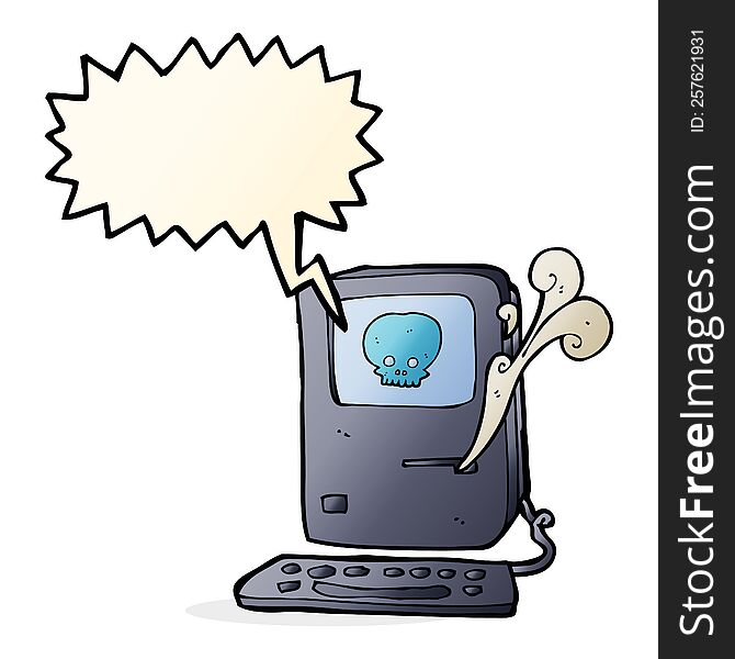 computer virus cartoon  with speech bubble