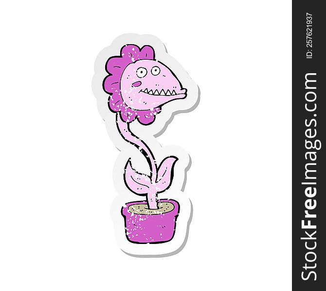 retro distressed sticker of a cartoon monster plant