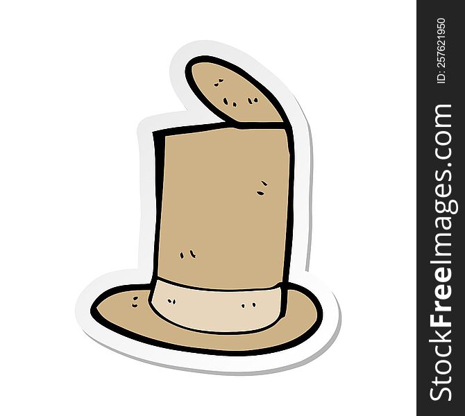 Sticker Of A Cartoon Old Top Hat