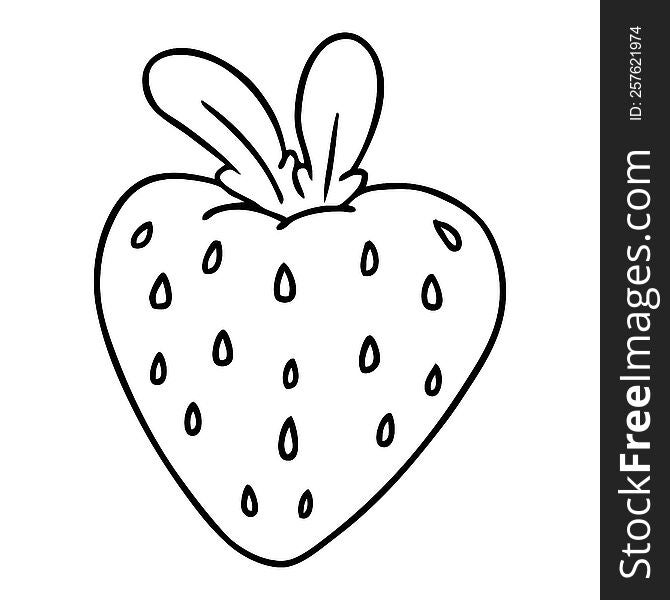 hand drawn line drawing doodle of a fresh strawberry