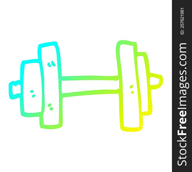 Cold Gradient Line Drawing Cartoon Gym Weights