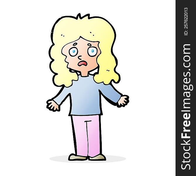 cartoon worried woman