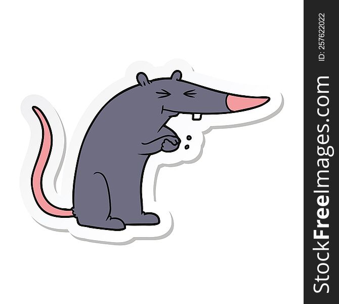 sticker of a cartoon sneaky rat