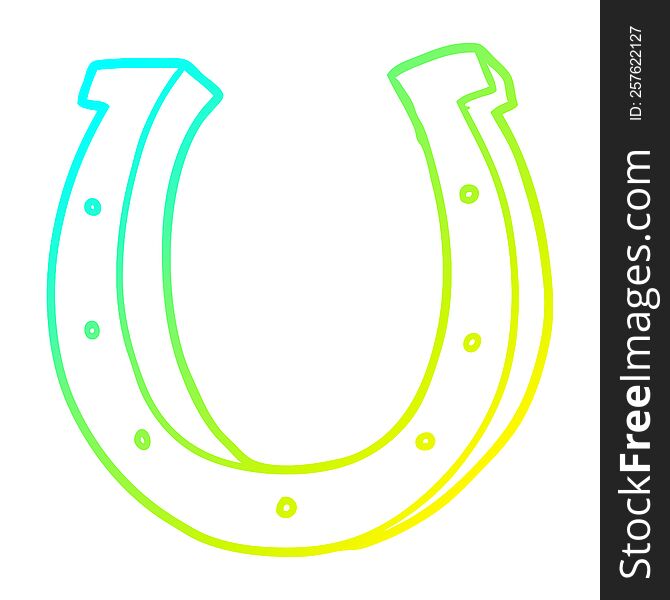 cold gradient line drawing of a cartoon iron horse shoe