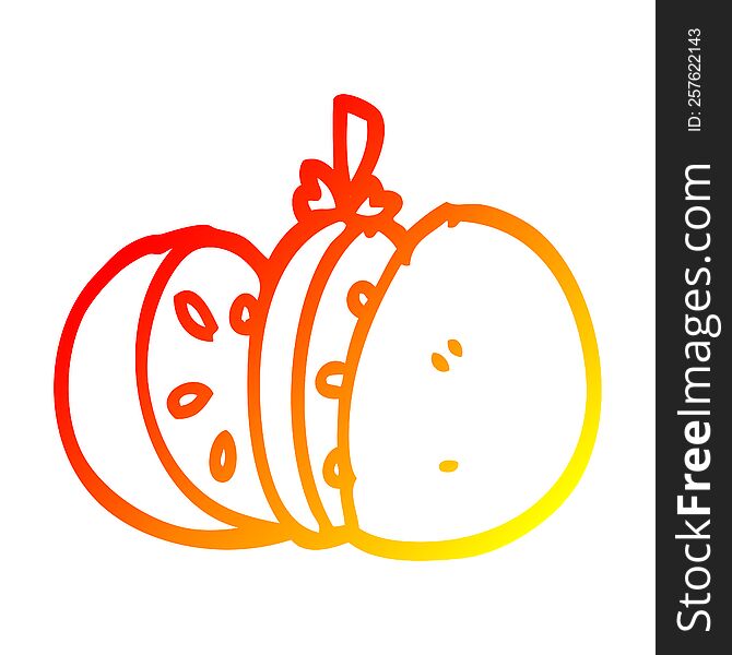 warm gradient line drawing of a cartoon sliced tomato