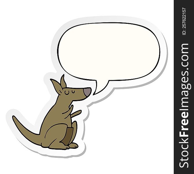 cartoon kangaroo with speech bubble sticker. cartoon kangaroo with speech bubble sticker