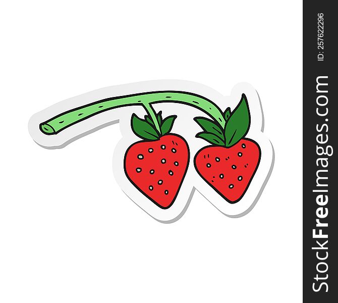 sticker of a cartoon strawberries