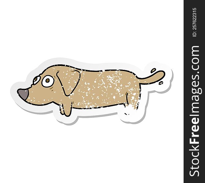 Distressed Sticker Of A Cartoon Dog