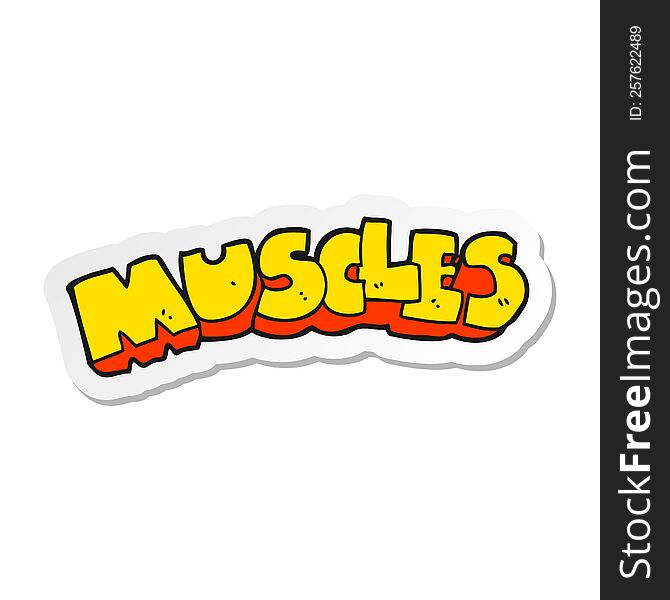 sticker of a cartoon muscles symbol