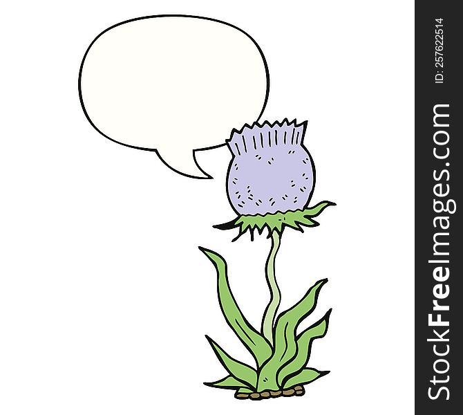 Cartoon Wild Flower And Speech Bubble