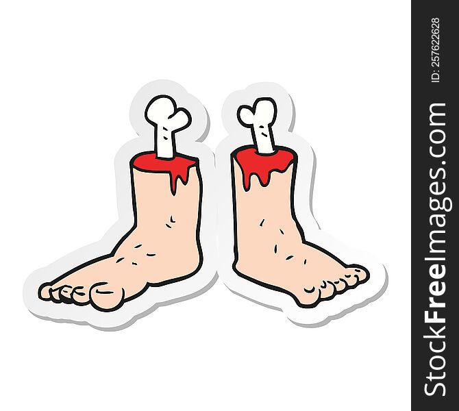 sticker of a cartoon gross severed feet