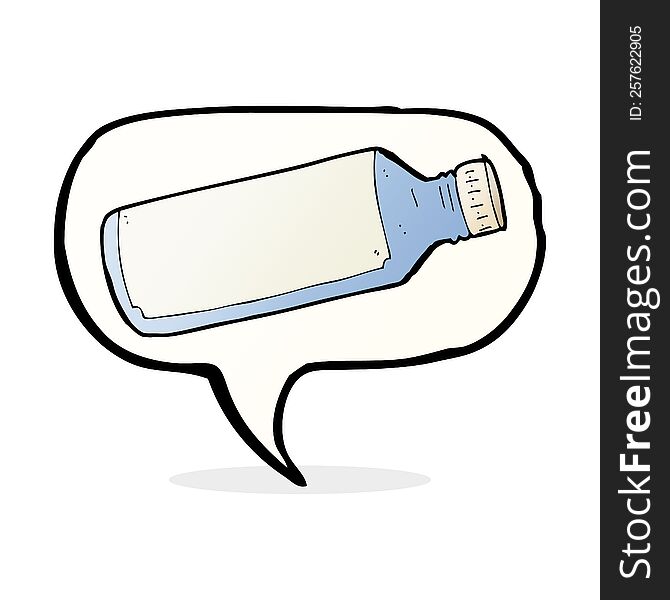cartoon water bottle with speech bubble