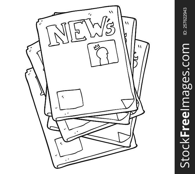 freehand drawn black and white cartoon newspaper