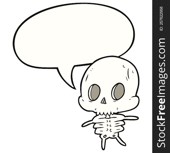 cute cartoon skeleton with speech bubble. cute cartoon skeleton with speech bubble