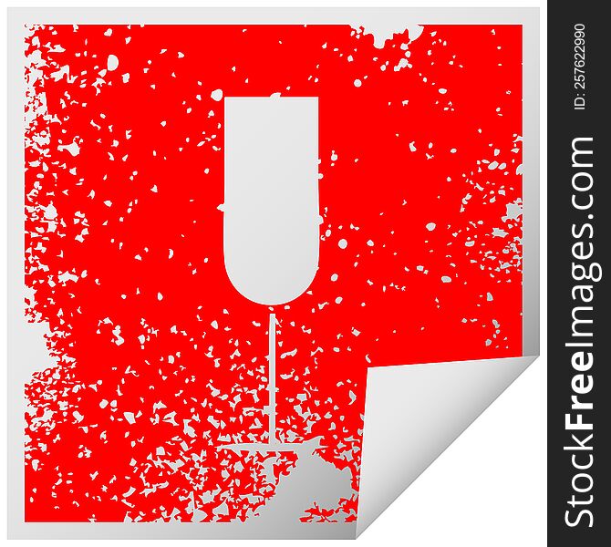 distressed square peeling sticker symbol of a champagne flute