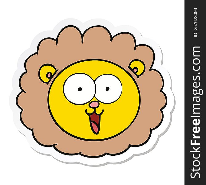 Sticker Of A Cartoon Lion Face