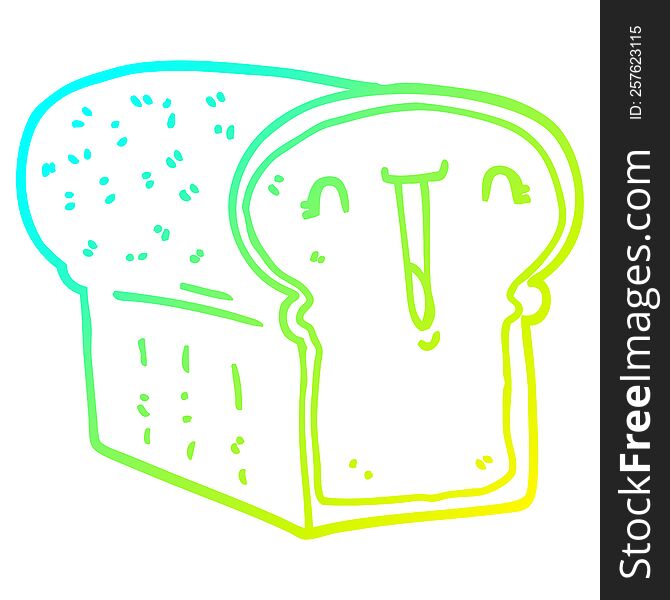 cold gradient line drawing of a cute cartoon loaf of bread
