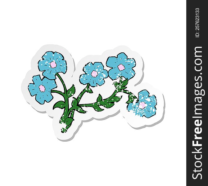 Retro Distressed Sticker Of A Cartoon Flowers