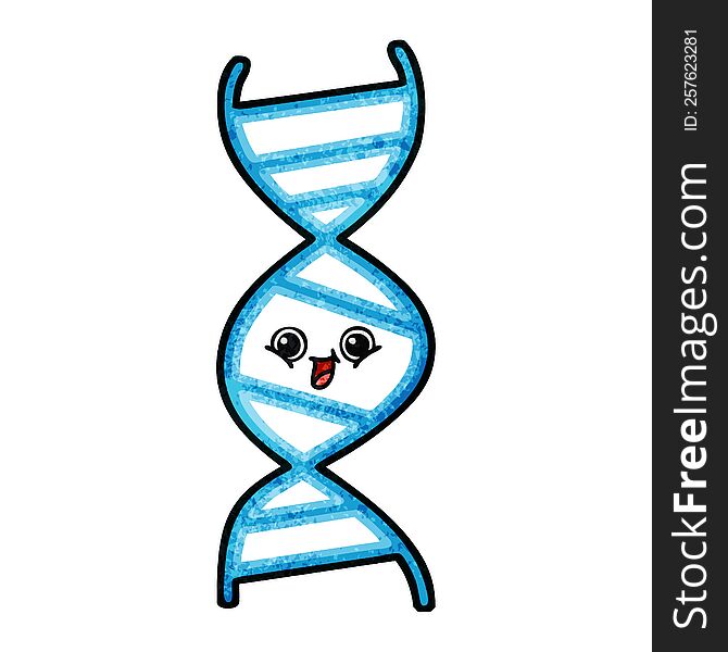retro grunge texture cartoon of a DNA strand