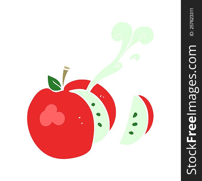 Flat Color Illustration Of A Cartoon Sliced Apple