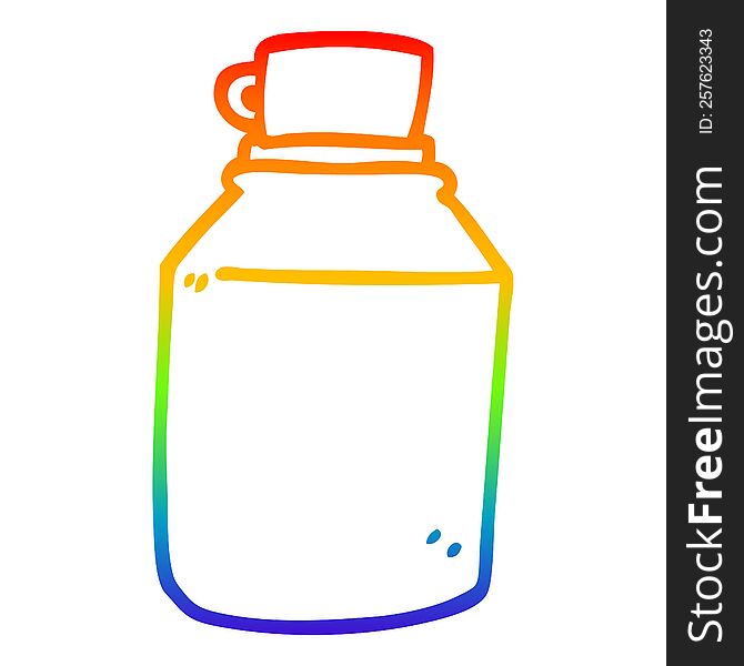 Rainbow Gradient Line Drawing Cartoon Hot Drinks Flask
