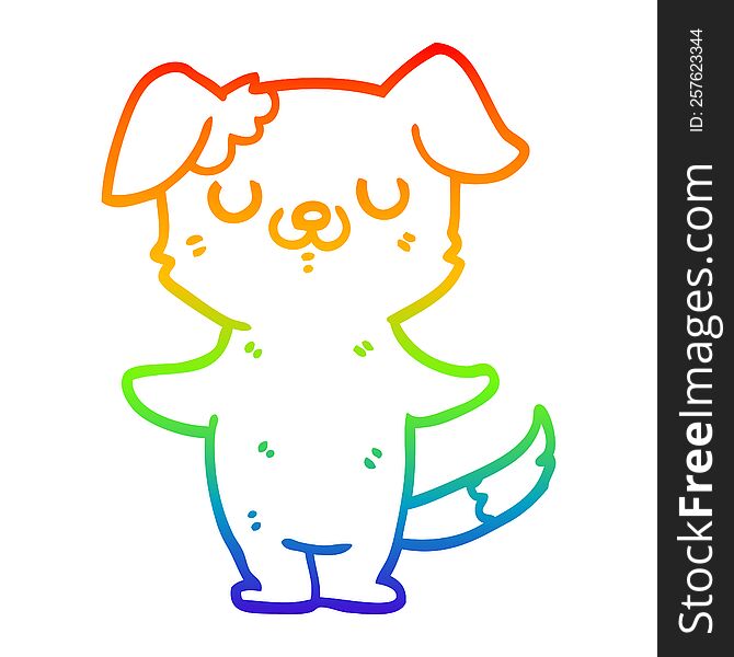 Rainbow Gradient Line Drawing Cartoon Puppy