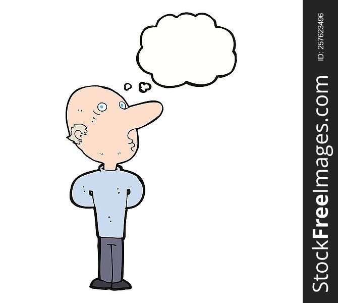 Cartoon Balding Man With Thought Bubble