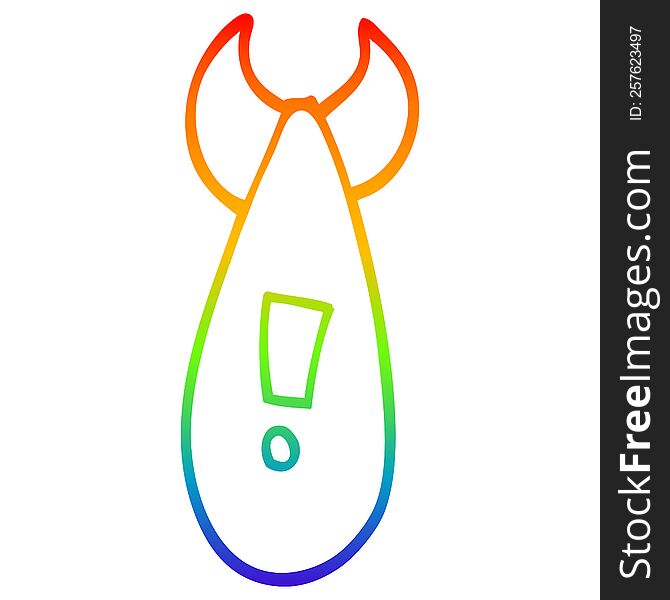 rainbow gradient line drawing of a cartoon atomic bomb