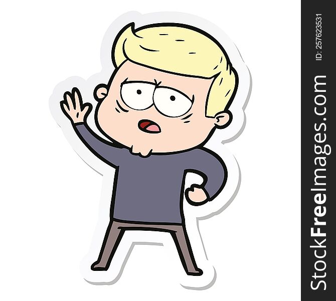 sticker of a cartoon tired man