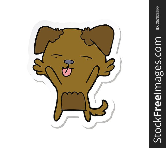 Sticker Of A Cartoon Dog Sticking Out Tongue