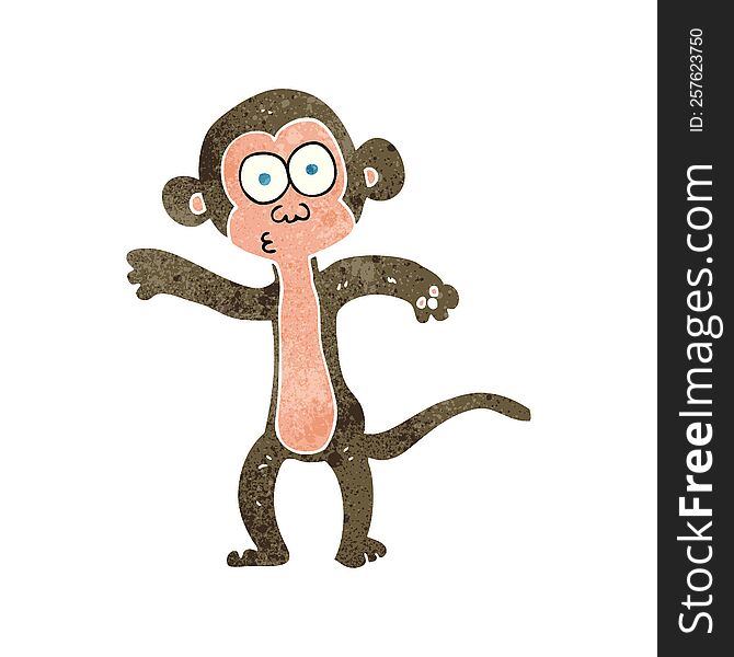 freehand retro cartoon monkey