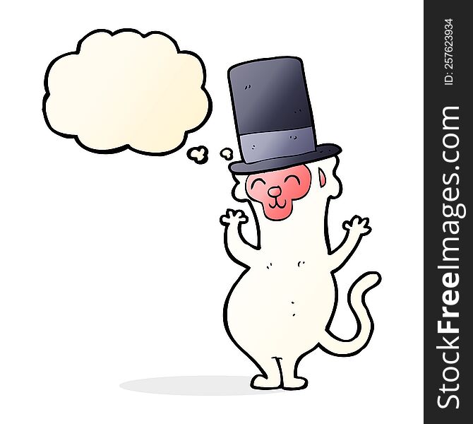 cartoon monkey in top hat with thought bubble