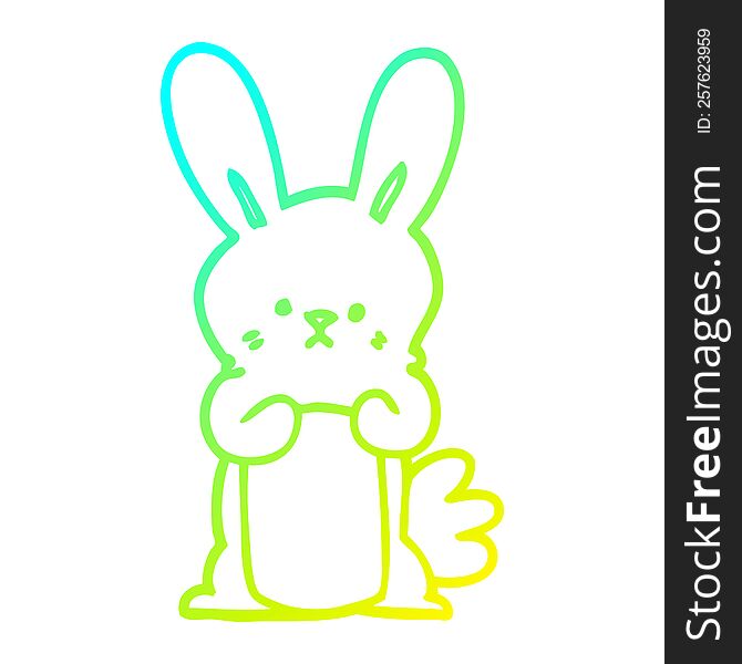Cold Gradient Line Drawing Cartoon Bunny Rabbit