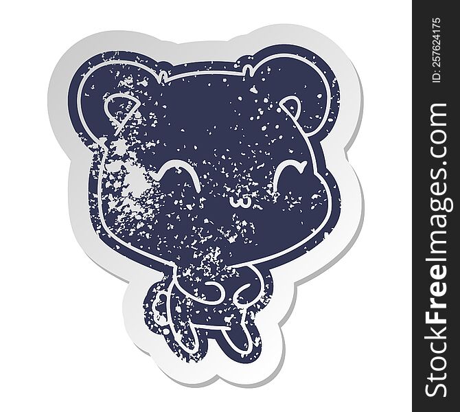 Distressed Old Sticker Kawaii Cute Teddy Bear