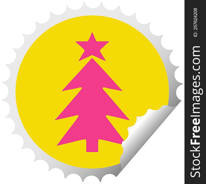 Circular Peeling Sticker Cartoon Christmas Tree